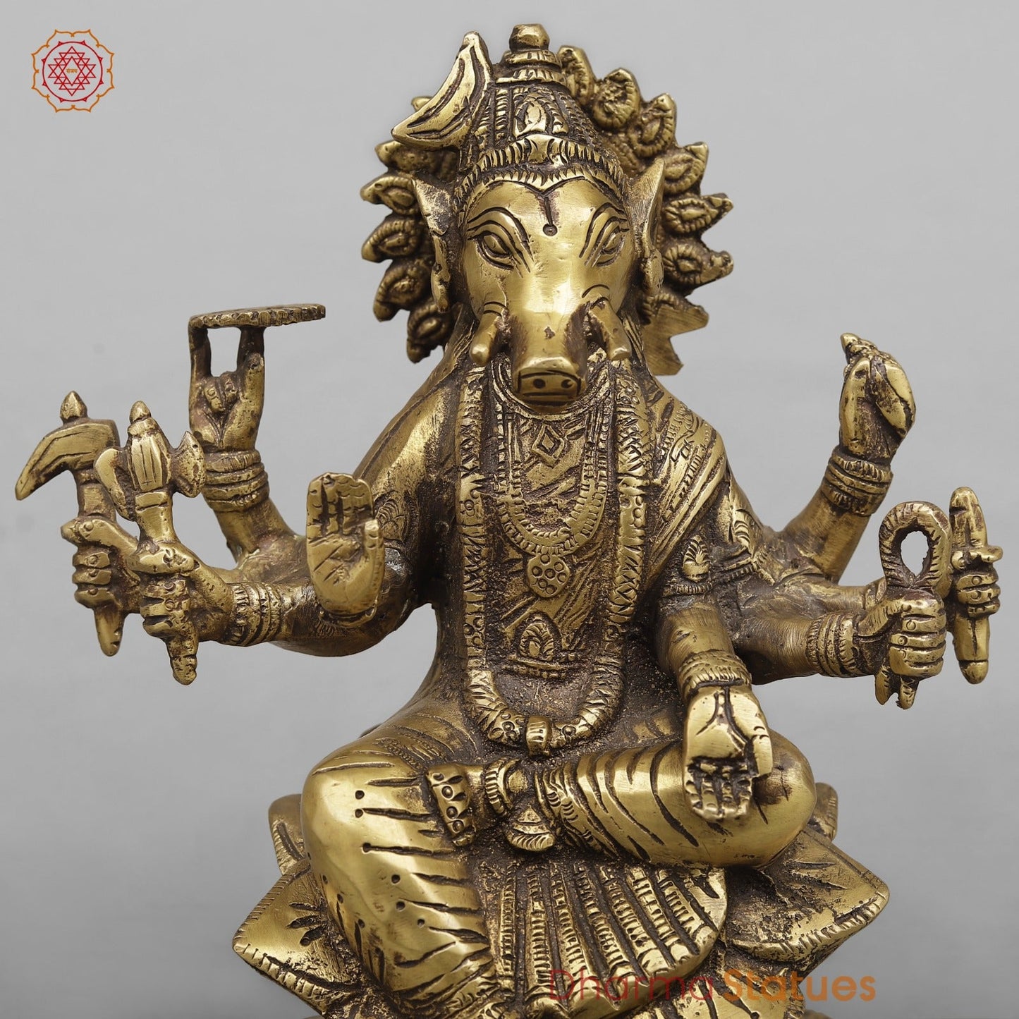 Brass Varahi seated Fine, Antique Finish 8.5”