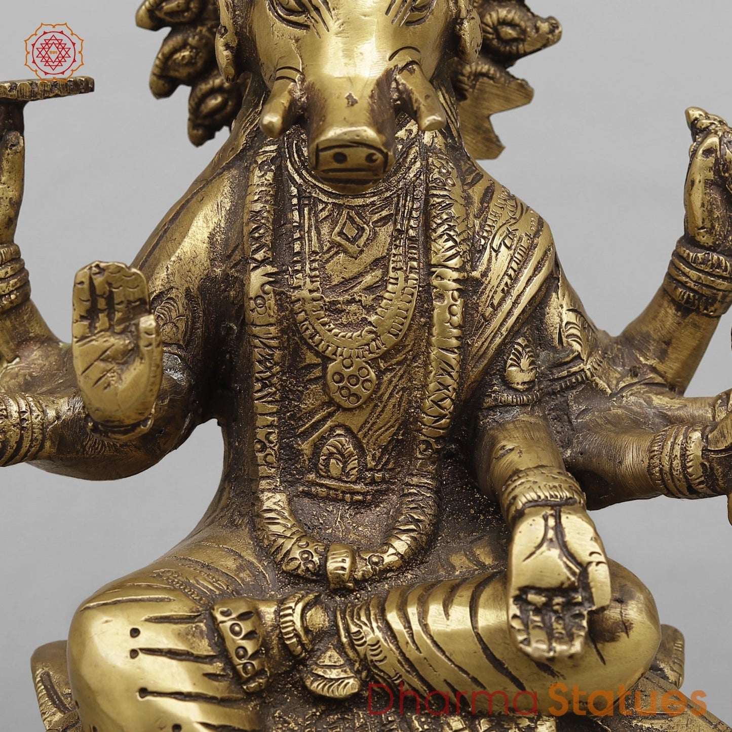Brass Varahi seated Fine, Antique Finish 8.5”