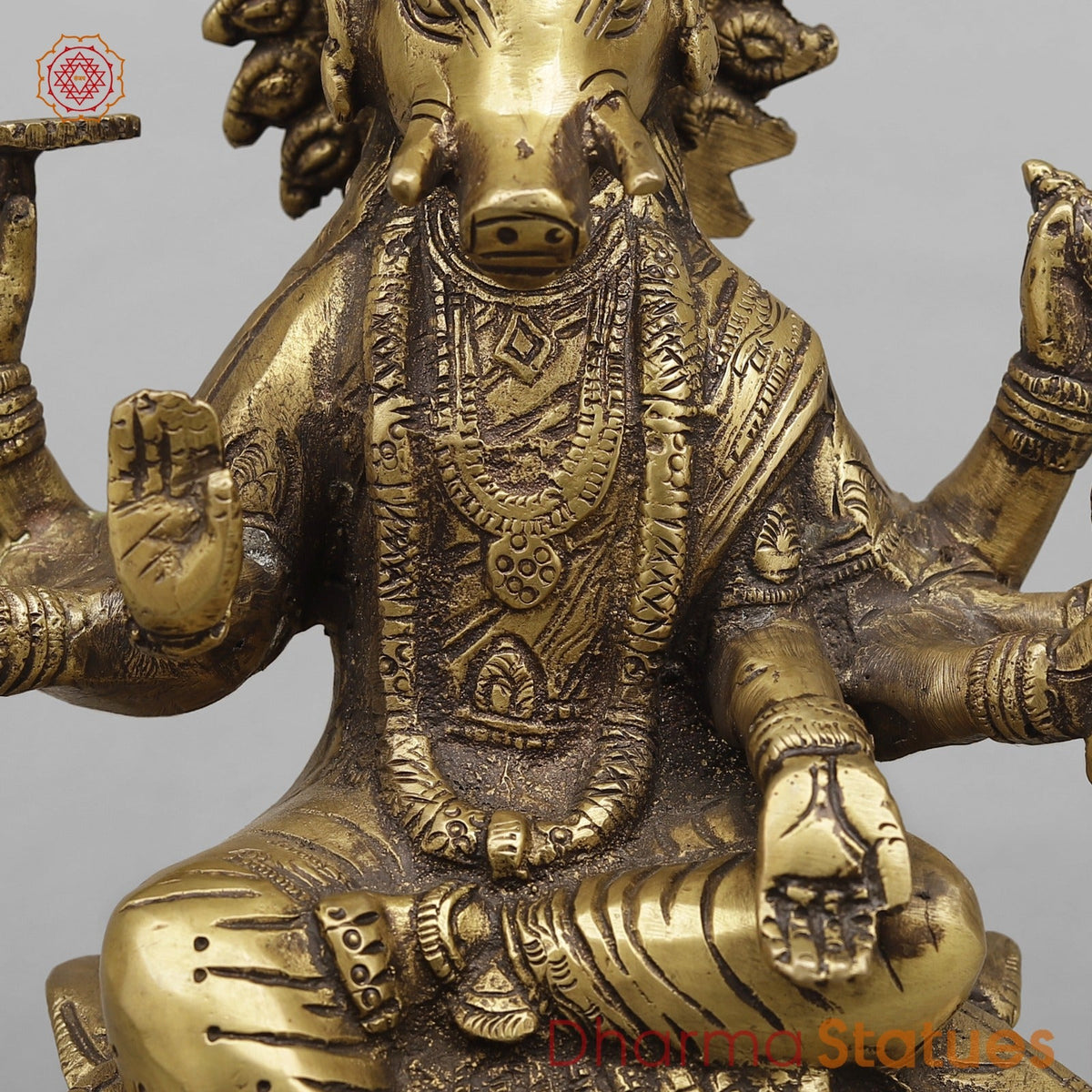 Brass Varahi seated Fine, Antique Finish 8.5”
