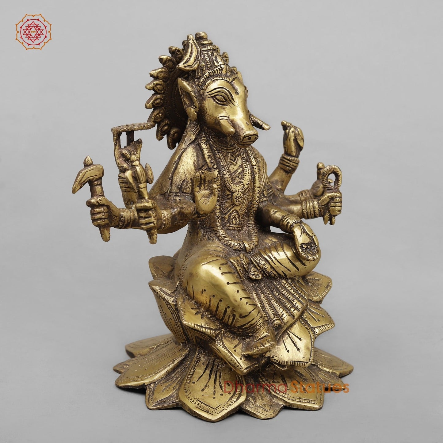 Brass Varahi seated Fine, Antique Finish 8.5”