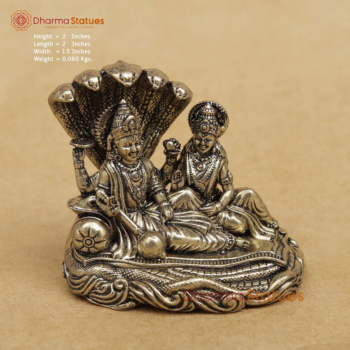 Brass Vishnu Lakshmi Resting Fine 2”