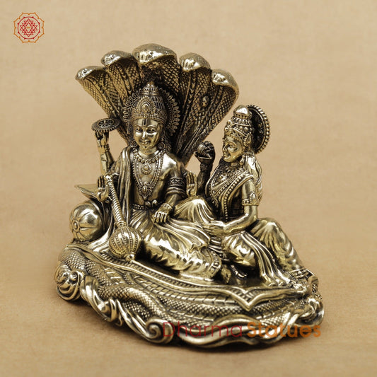 Brass Vishnu Lakshmi Resting Fine 4.5"