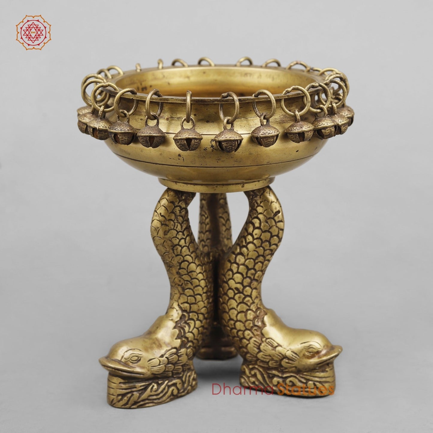 Brass Auspicious Fish Urli (Vastu Friendly), Antique Finish 8”