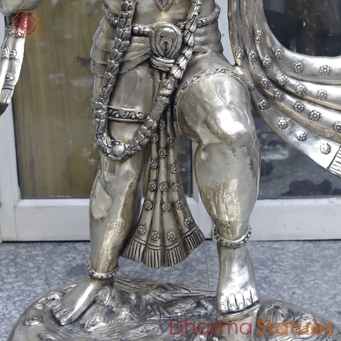 Brass Hanuman Standing Large, Smooth Finish 62”
