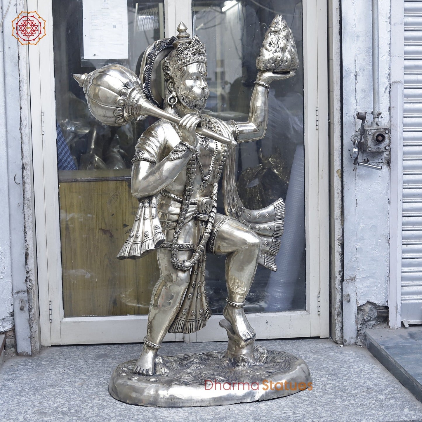 Brass Hanuman Standing Large, Smooth Finish 62”
