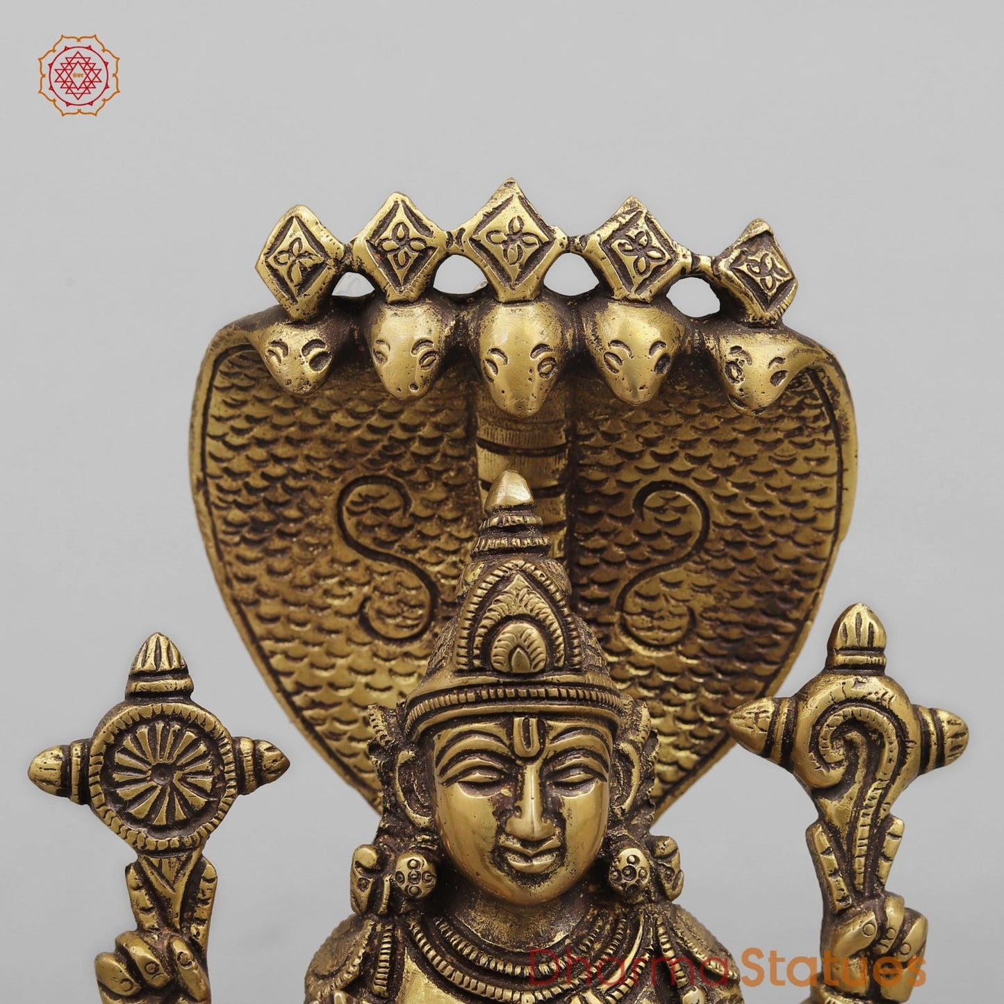 Brass Maha-Abhishekam Vishnu seated , Antique Finish 6.5”