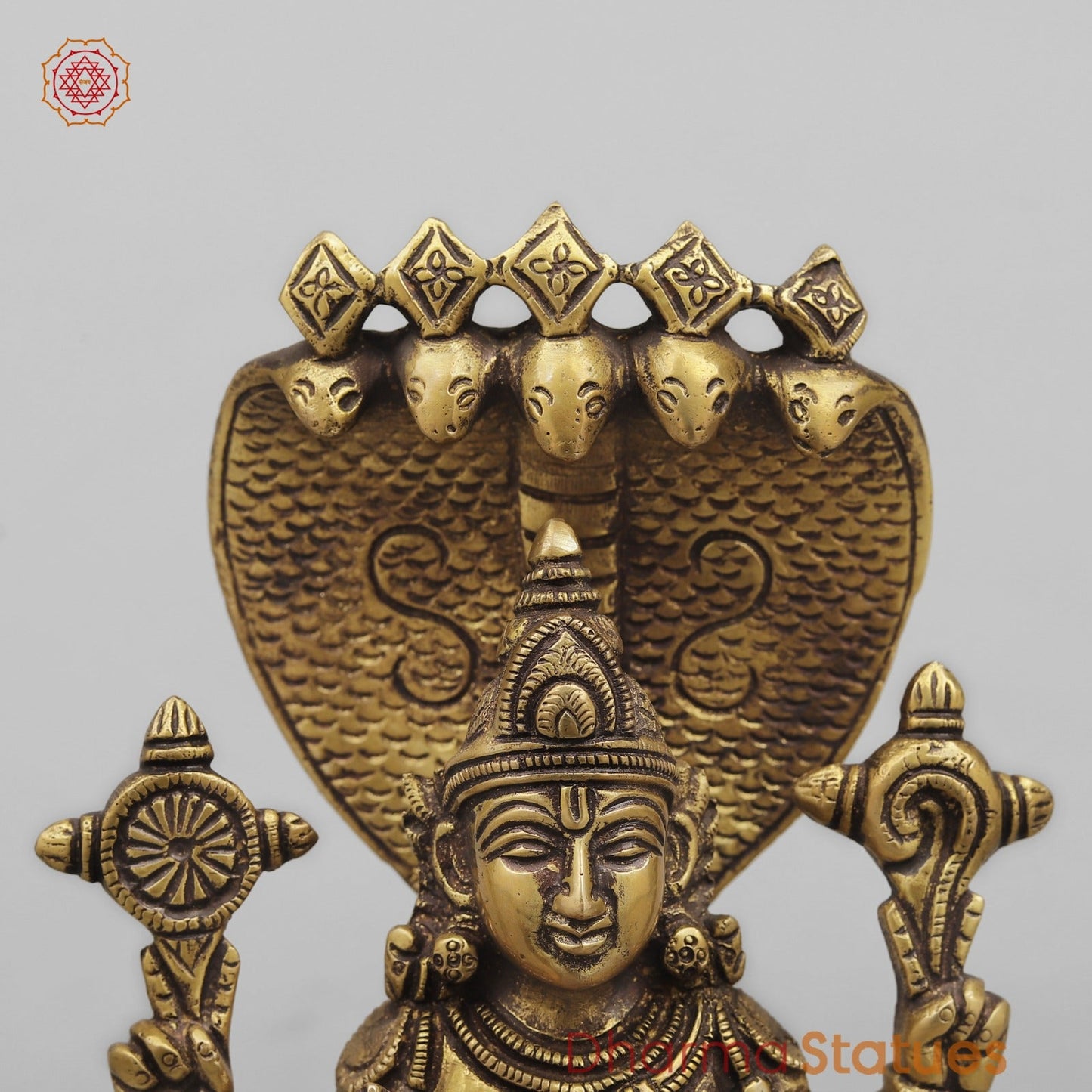 Brass Maha-Abhishekam Vishnu seated , Antique Finish 6.5”