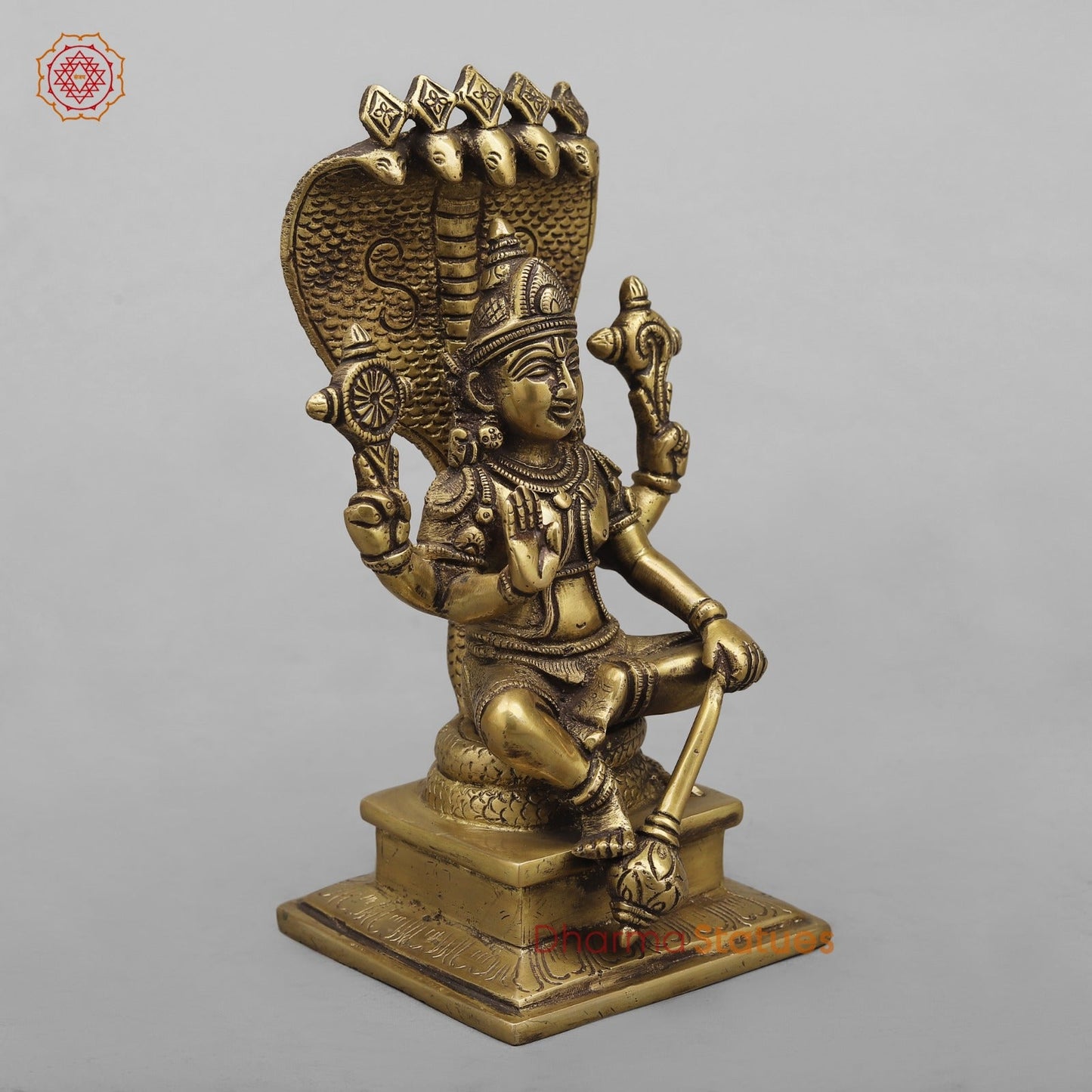 Brass Maha-Abhishekam Vishnu seated , Antique Finish 6.5”