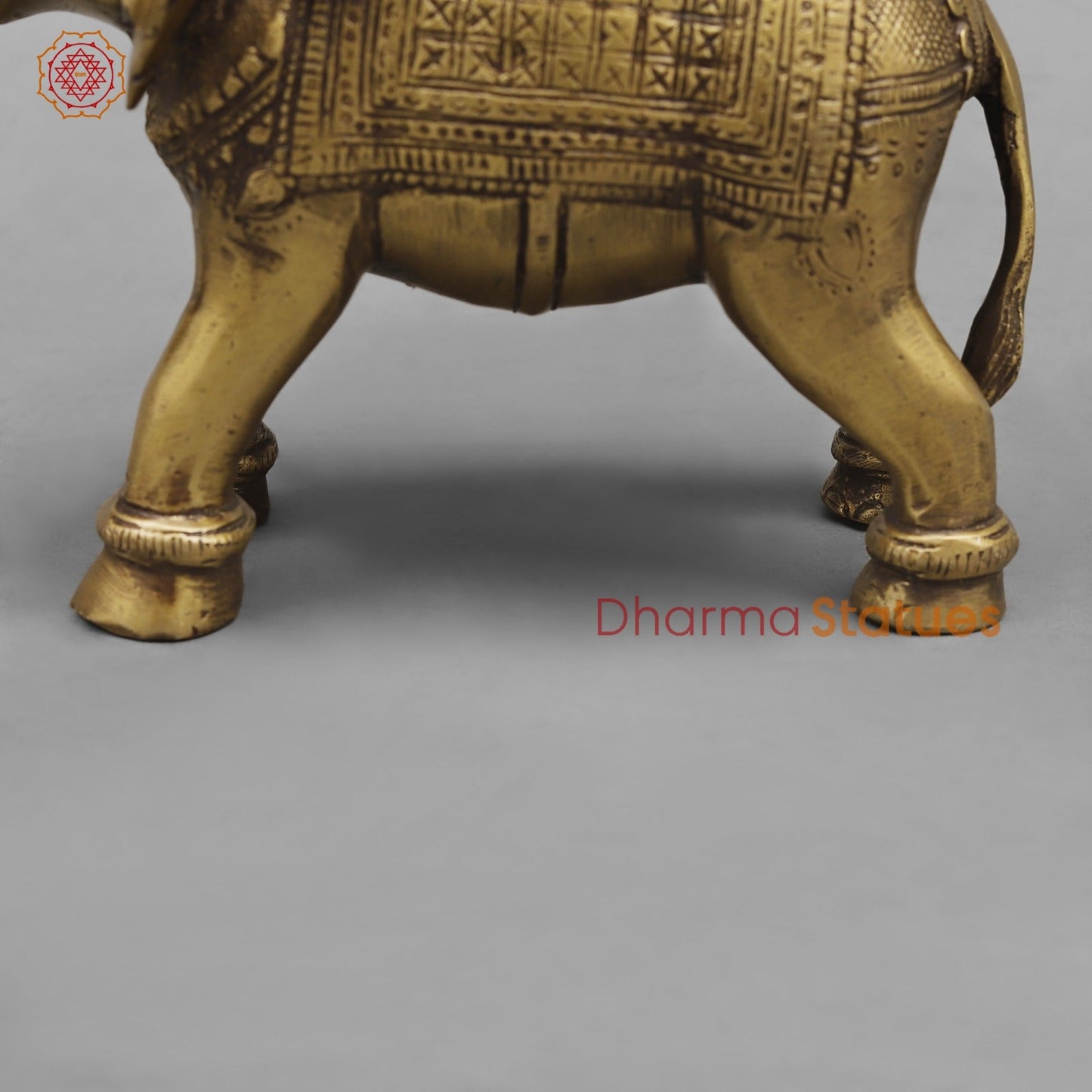 Brass Ganesh And Ridhi Sidhi on Elephant, Antique Finish 7.5”