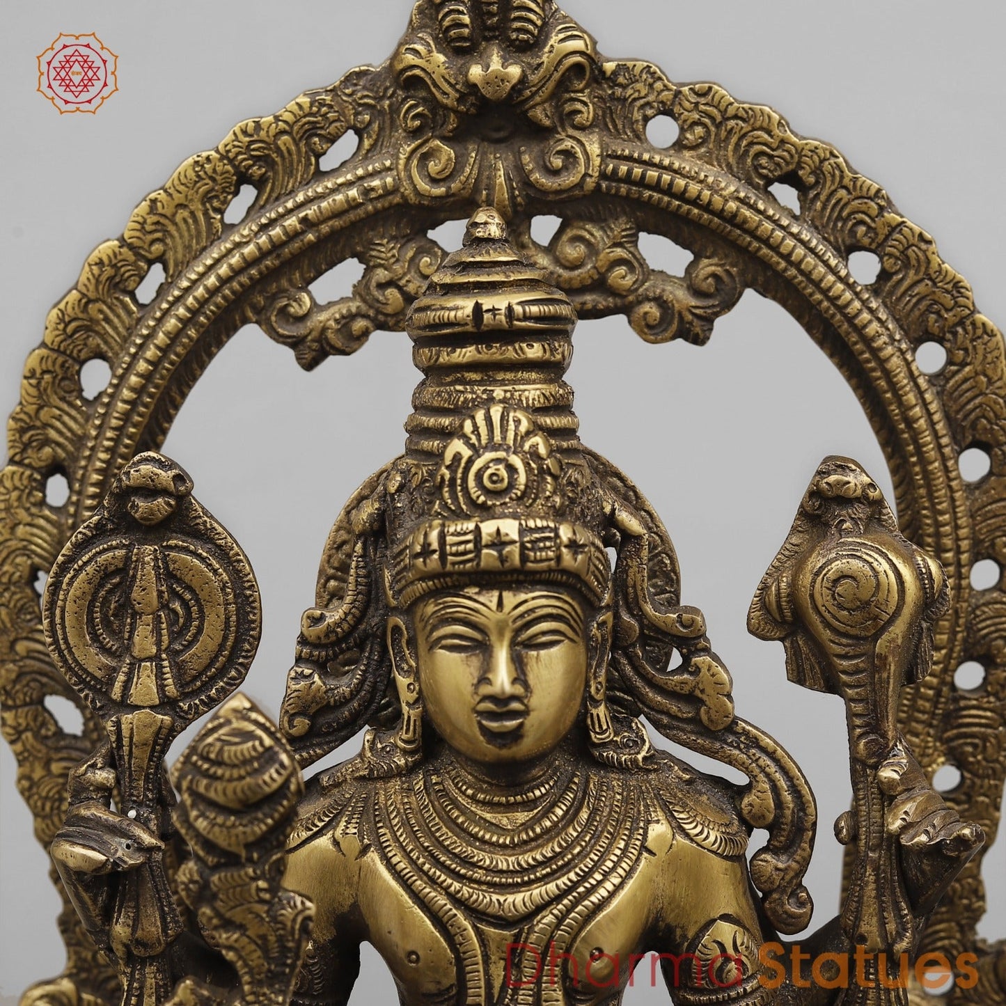 Brass Vishnu And Lakshmi Standing In arch Fine, Antique Finish 16”