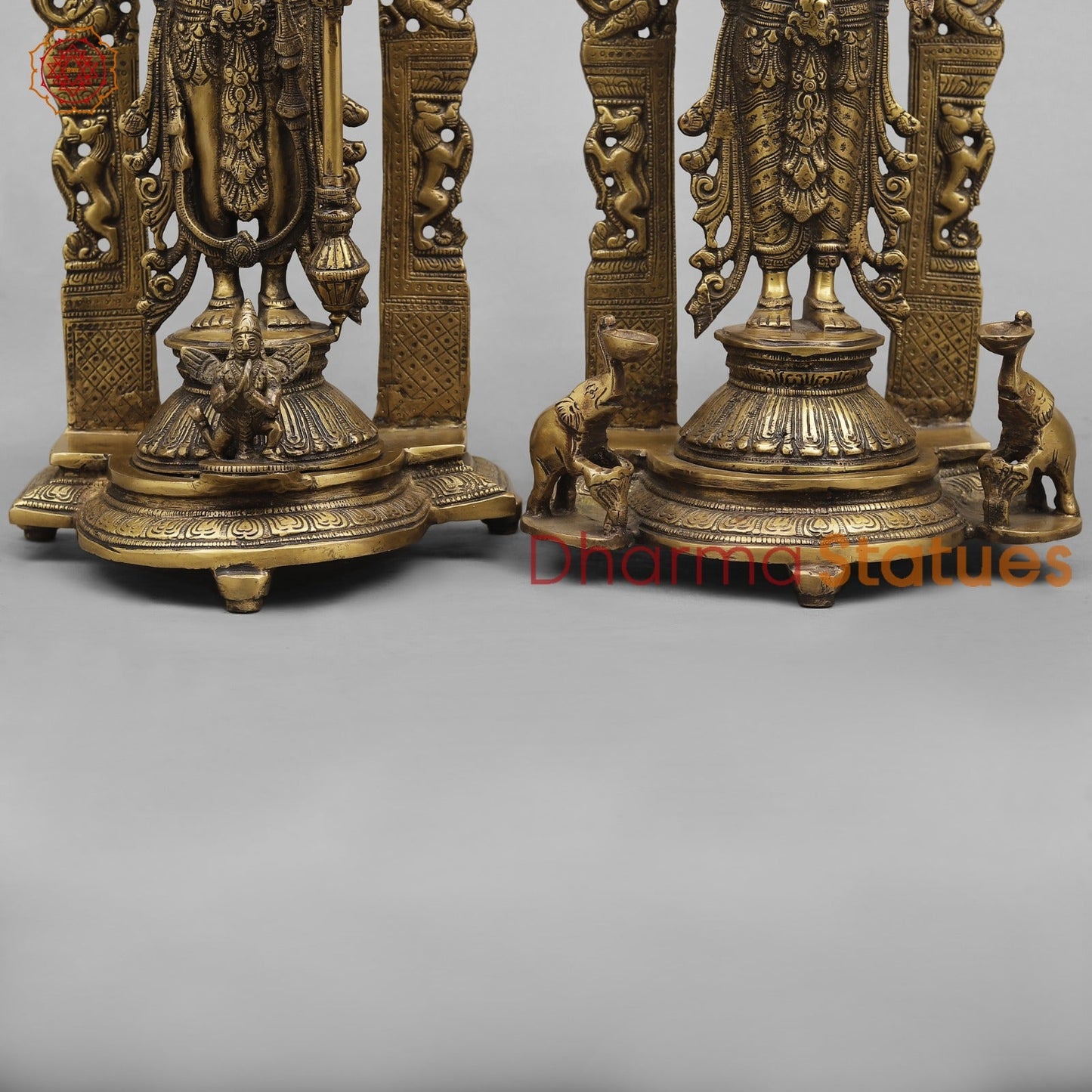 Brass Vishnu And Lakshmi Standing In arch Fine, Antique Finish 16”