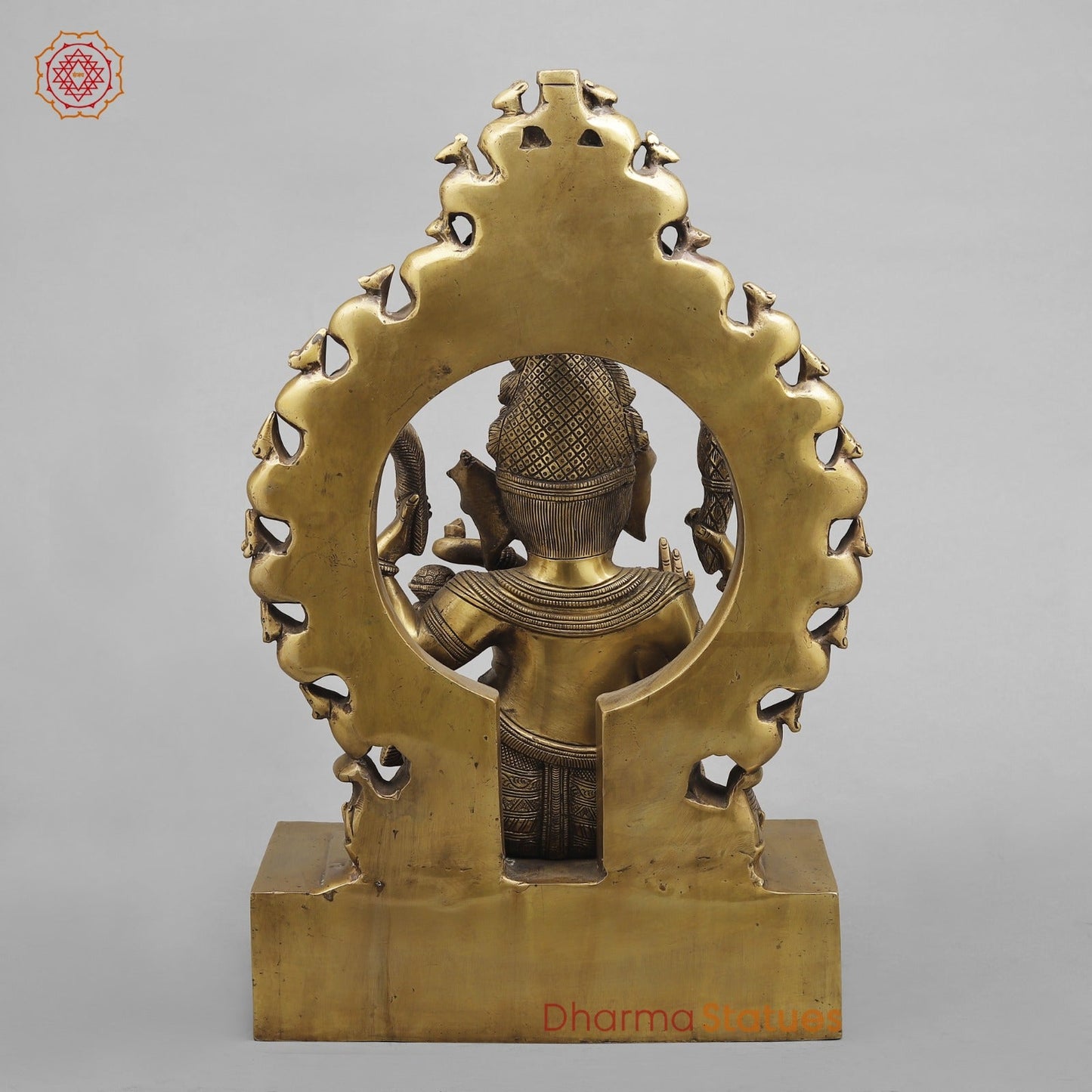 Brass Ganesh With Arch Fine, Antique Finish 19”