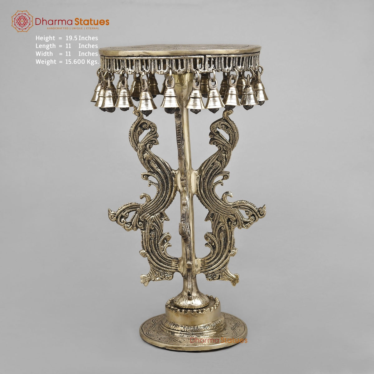Brass Stand With Bell, Smooth Finish 19.5” (Single)