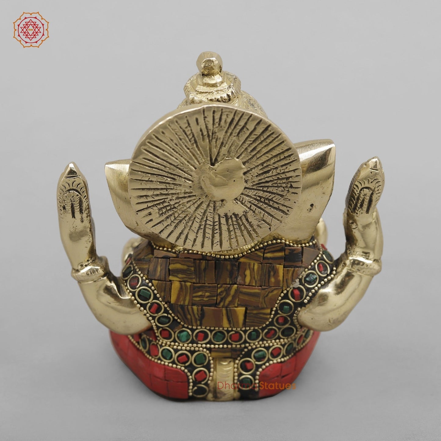 Brass Crown Ganesh Fine, Stone Work 5”