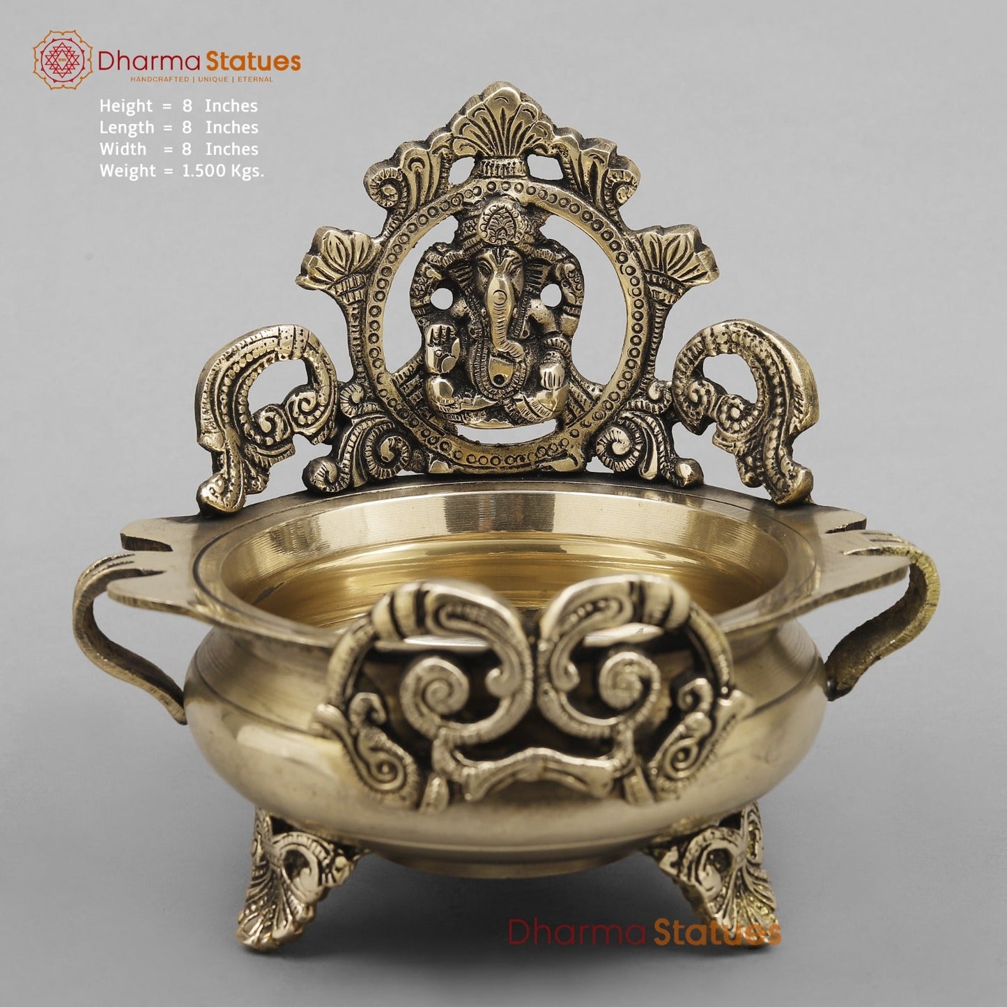 Brass Ganesh Urli Fine , Smooth Finish 8”