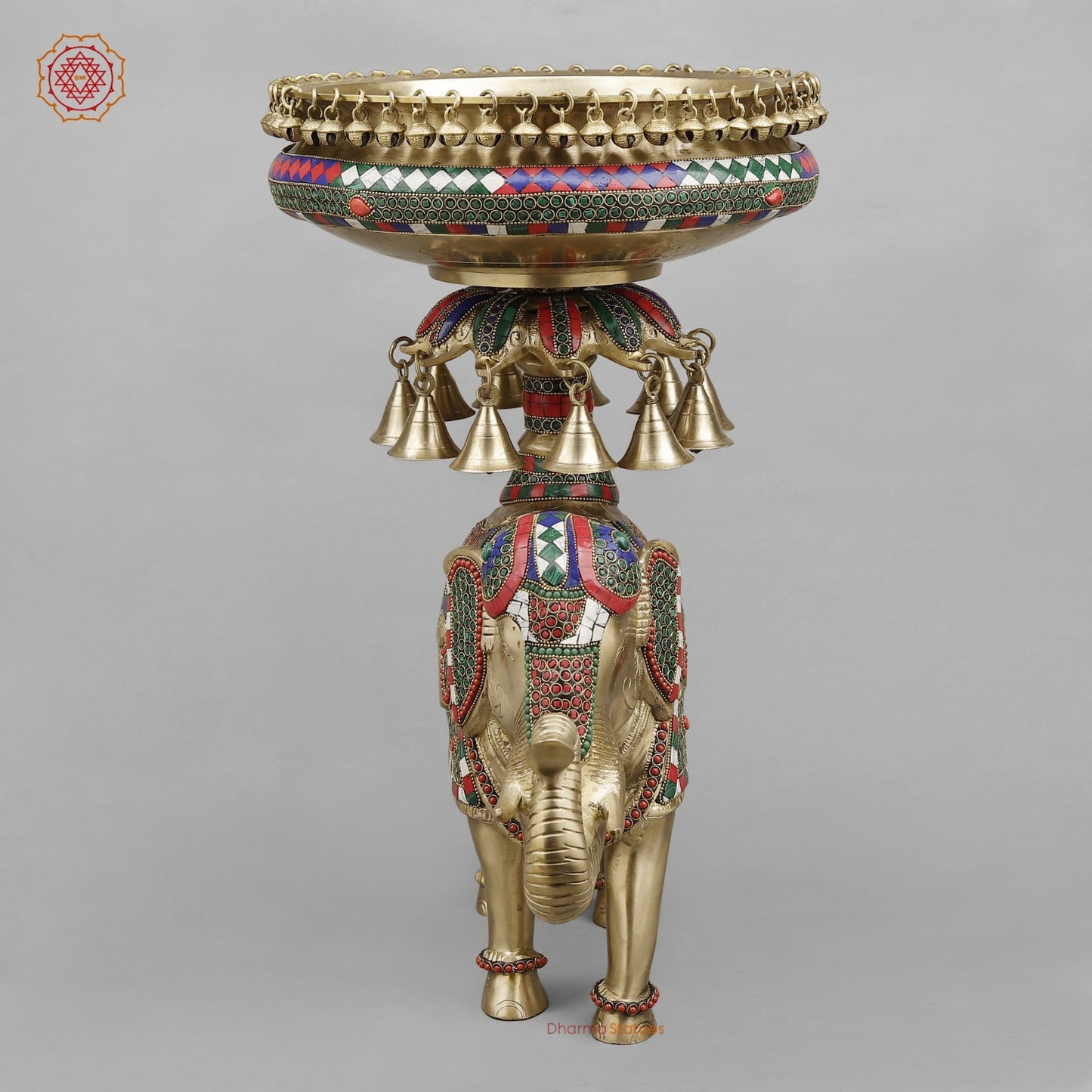 Brass Elephant Urli Fine, Stone Work 20.5”