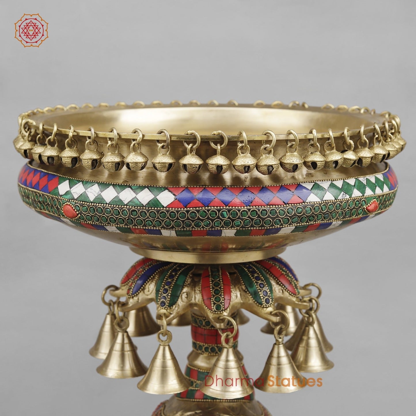 Brass Elephant Urli Fine, Stone Work 20.5”