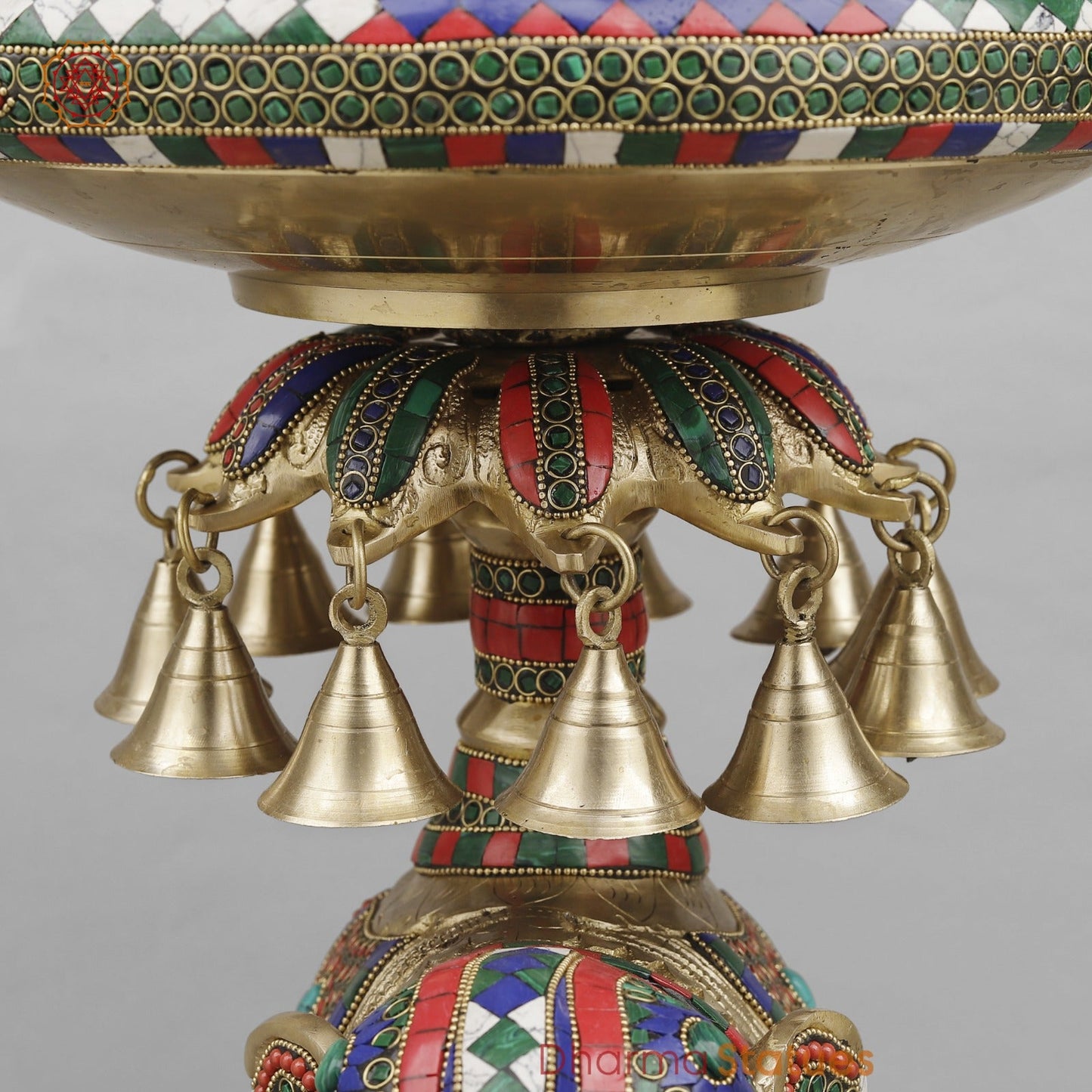 Brass Elephant Urli Fine, Stone Work 20.5”