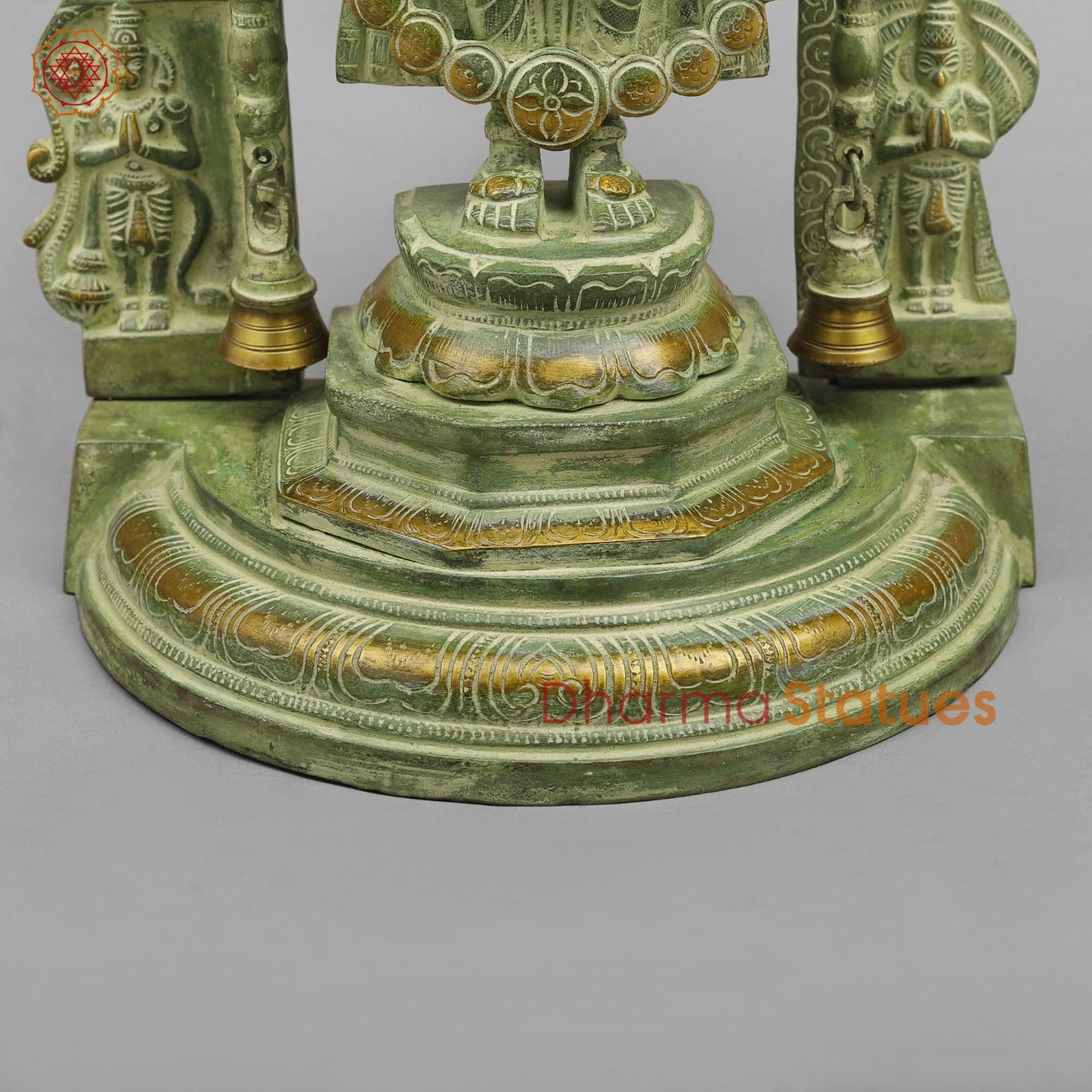 Brass Tirupati Balaji With Arch, Green Patina Finish 22”