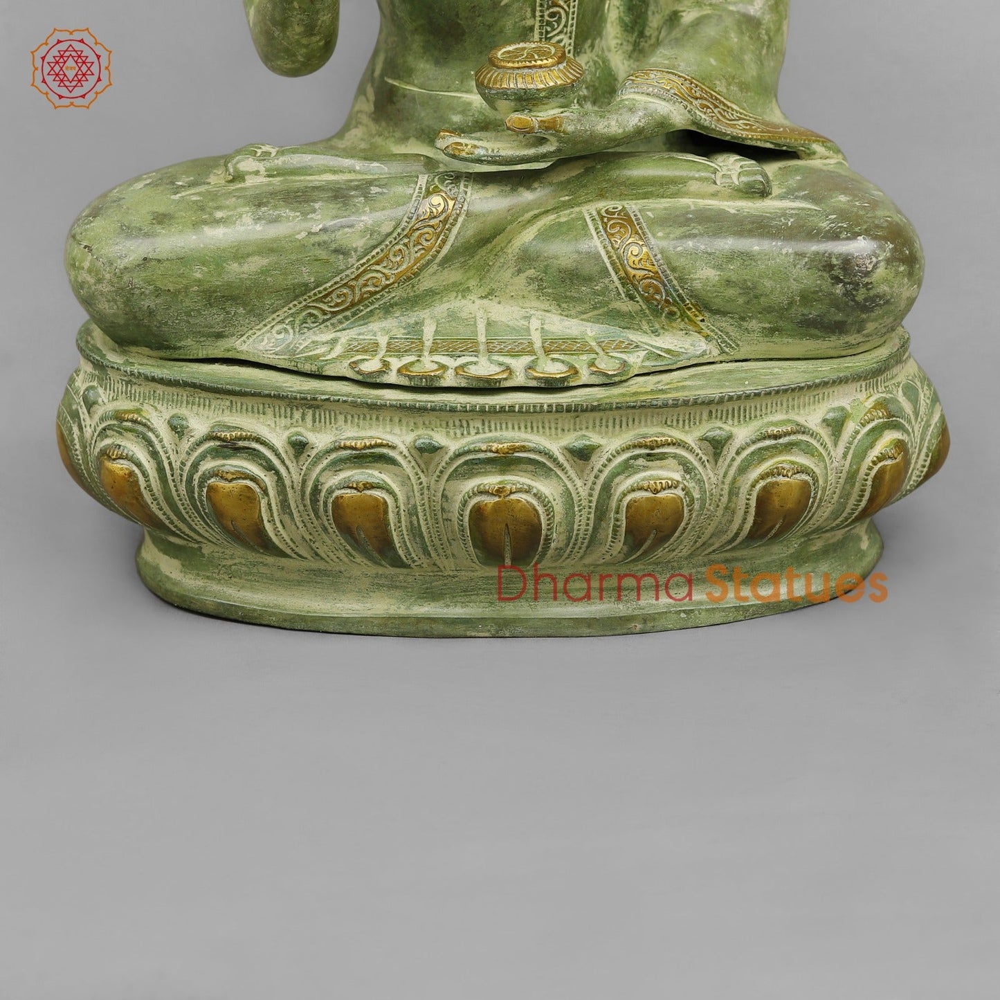 Brass Tree Buddha Fine, Green Patina Finish 20”