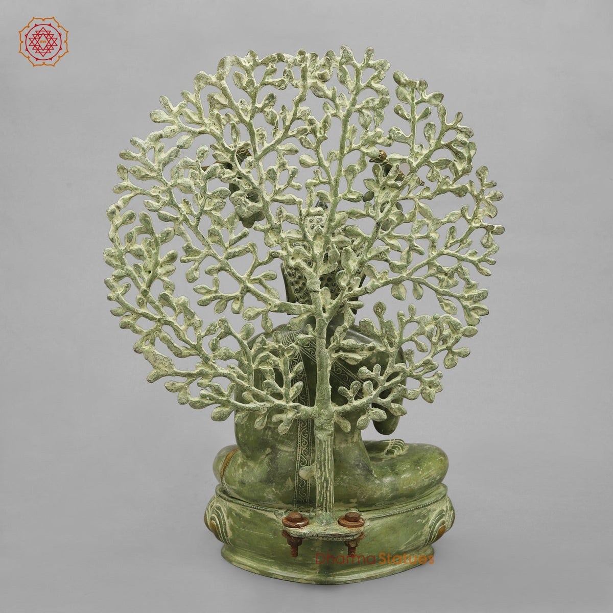 Brass Tree Buddha Fine, Green Patina Finish 20”