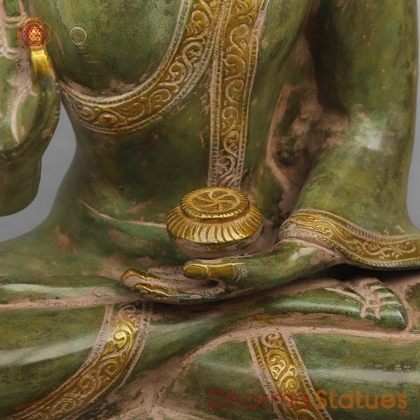Brass Tree Buddha Fine, Natural Green Patina Finish 20”