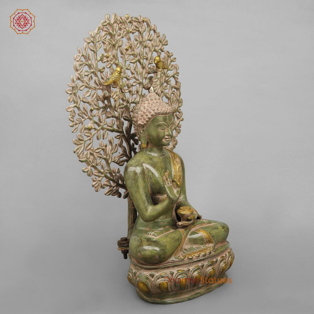 Brass Tree Buddha Fine, Natural Green Patina Finish 20”