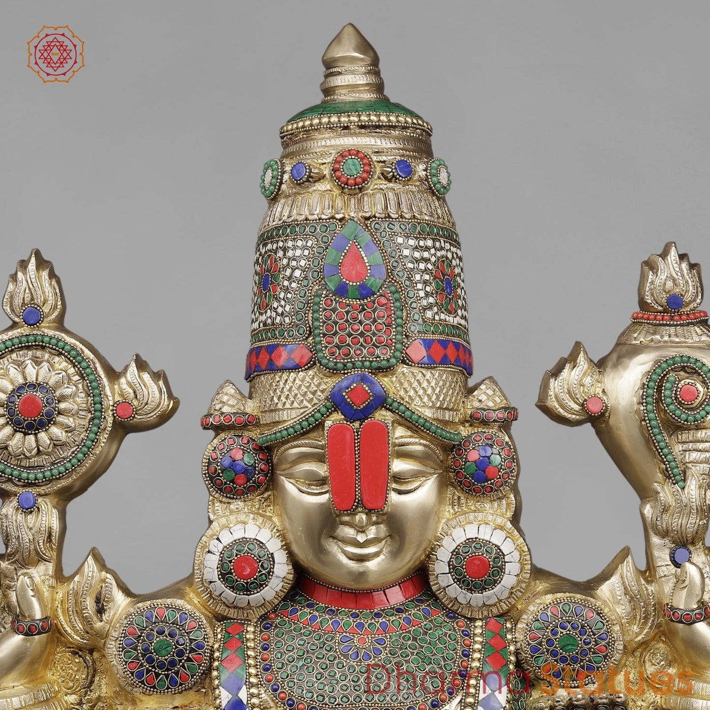 Brass Tirupati Balaji Fine, Stone Work Finish 46”