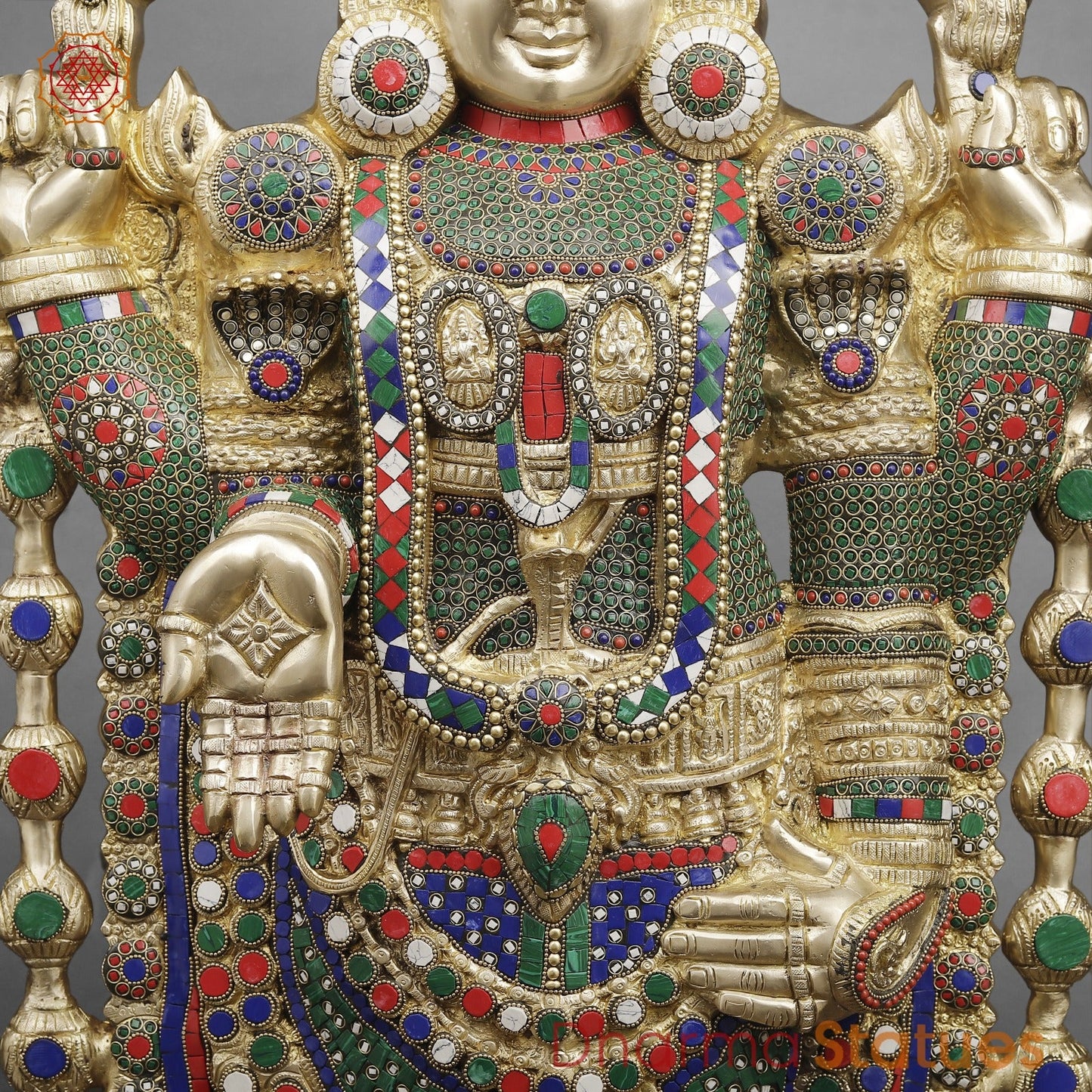 Brass Tirupati Balaji Fine, Stone Work Finish 46”