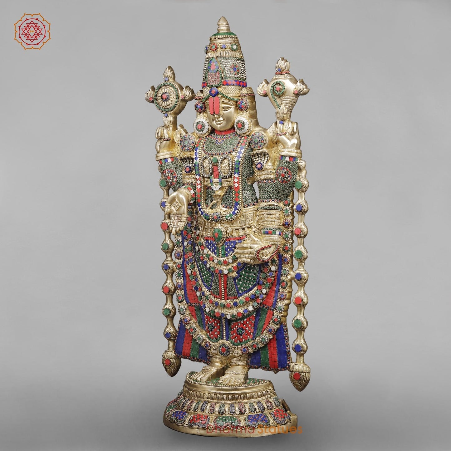 Brass Tirupati Balaji Fine, Stone Work Finish 46”
