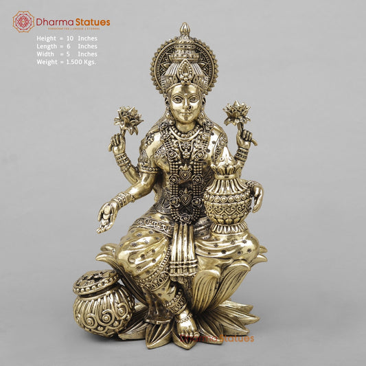 Brass Dhan Lakshmi Seated Fine 10”
