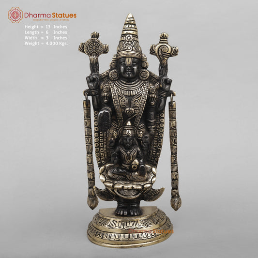Brass Tirupati Balaji Fine, Black finish 13”