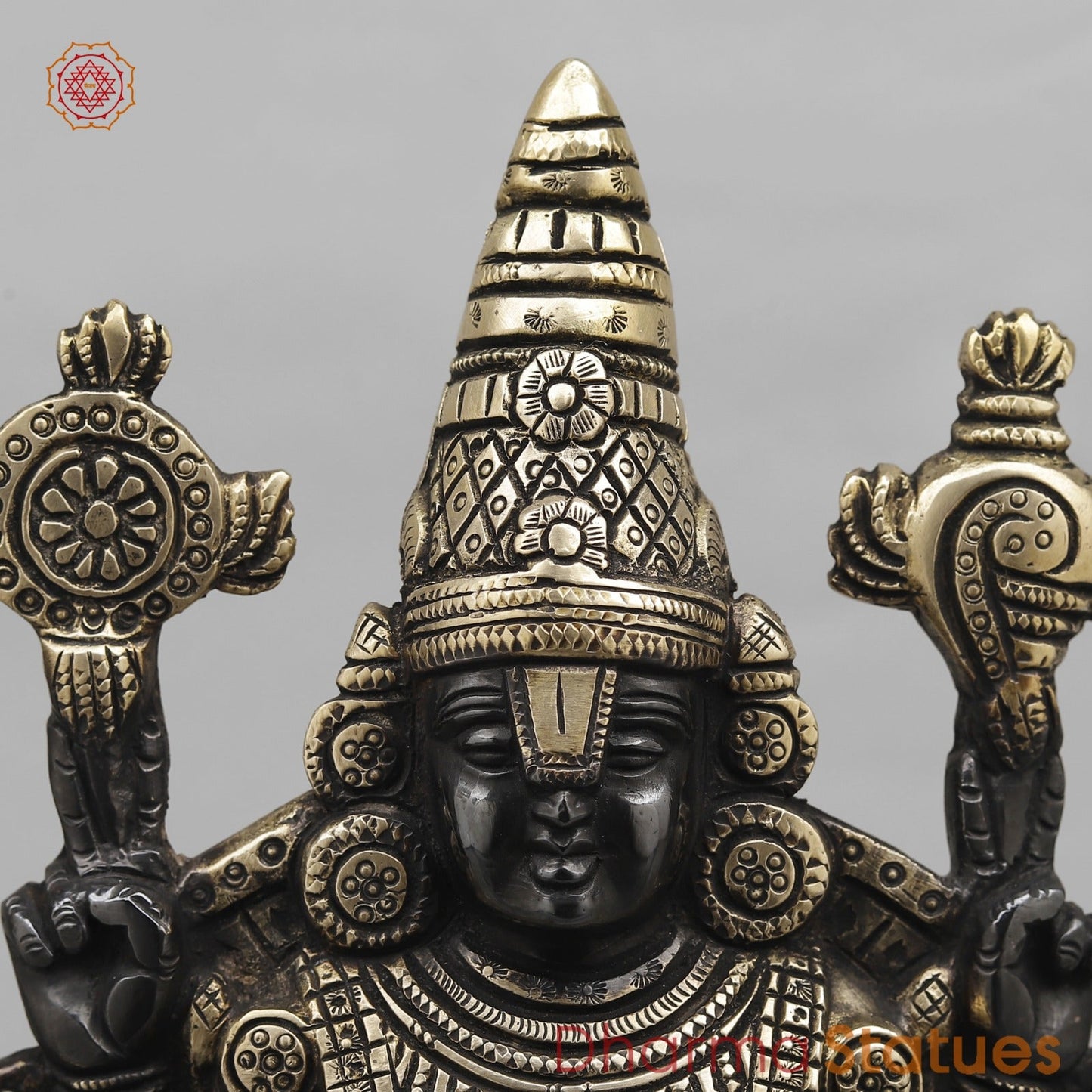 Brass Tirupati Balaji Fine, Black finish 13”