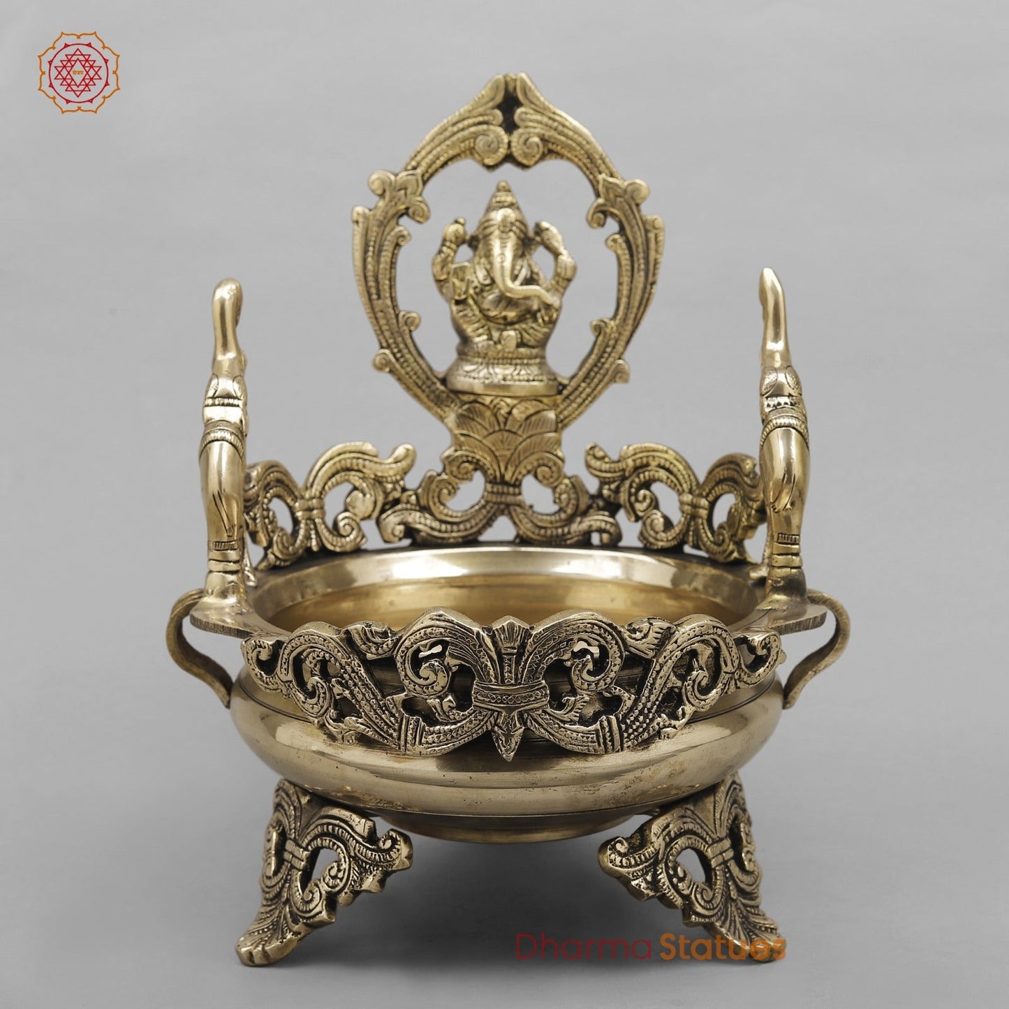 Brass Ganesh Urli Fine, Smooth Finish 11”