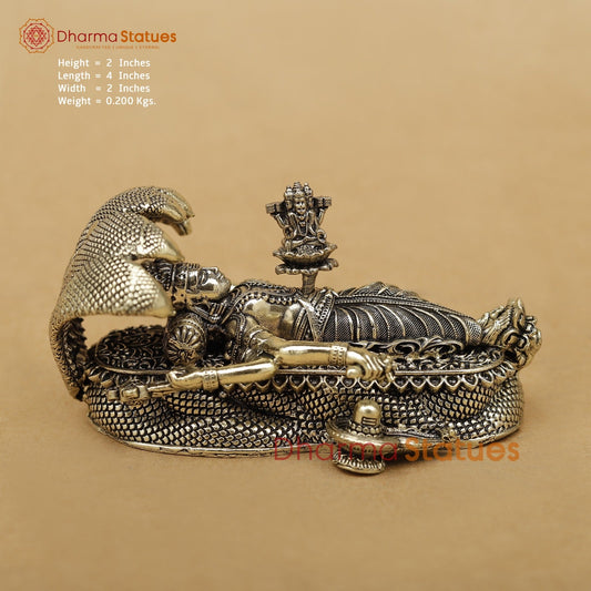 Brass Vishnu Resting With Brahma Fine 4”