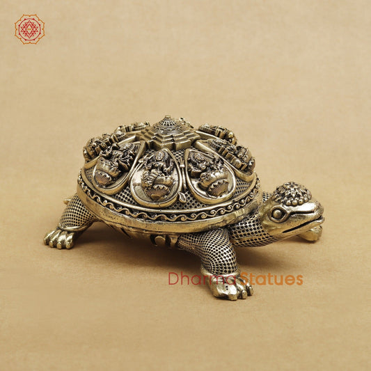 Brass Ashtlakshmi Tortoise With Meru Fine 6”