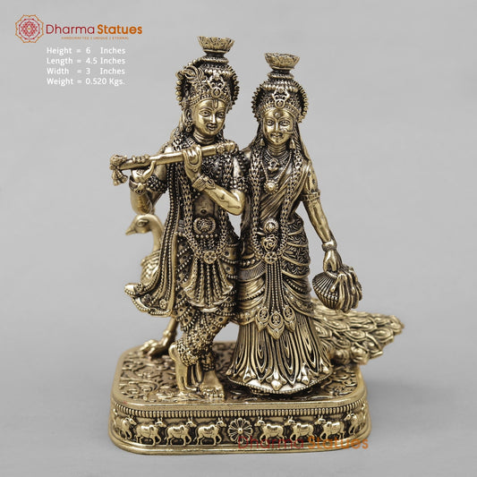 Brass Radha krishna Fine With Peacock 6”