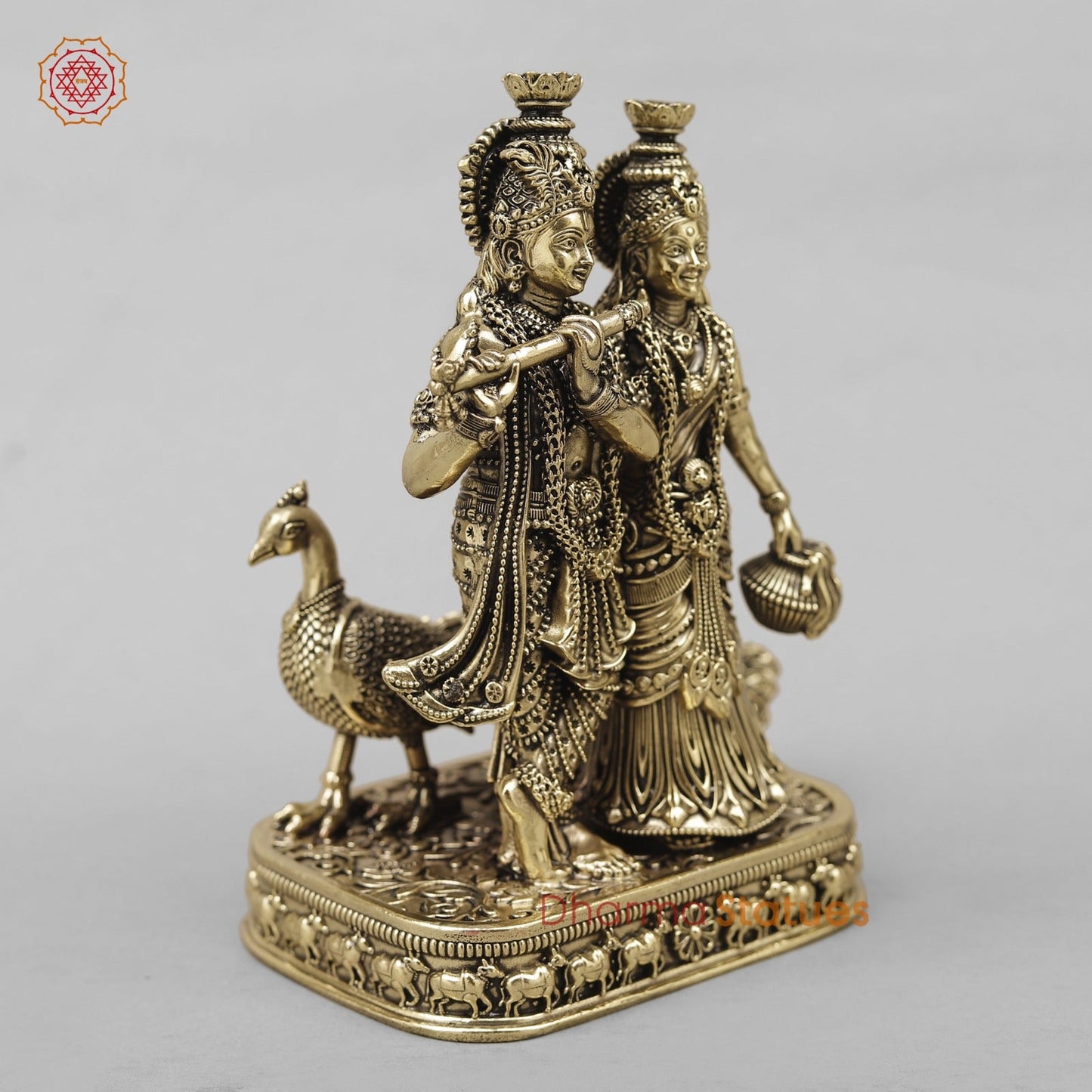 Brass Radha krishna Fine With Peacock 6”