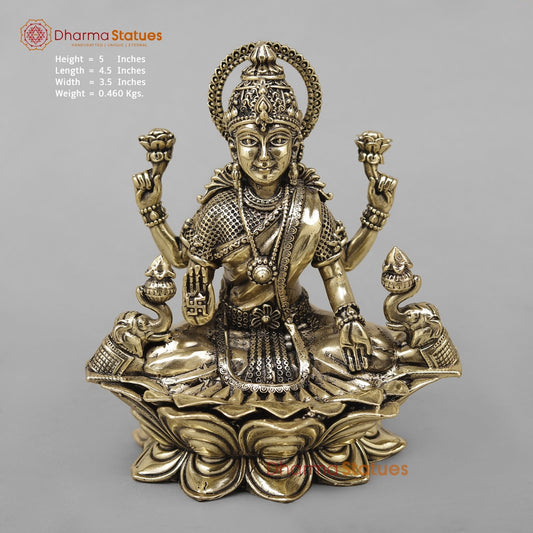 Brass Gaj Lakshmi Fine 5”