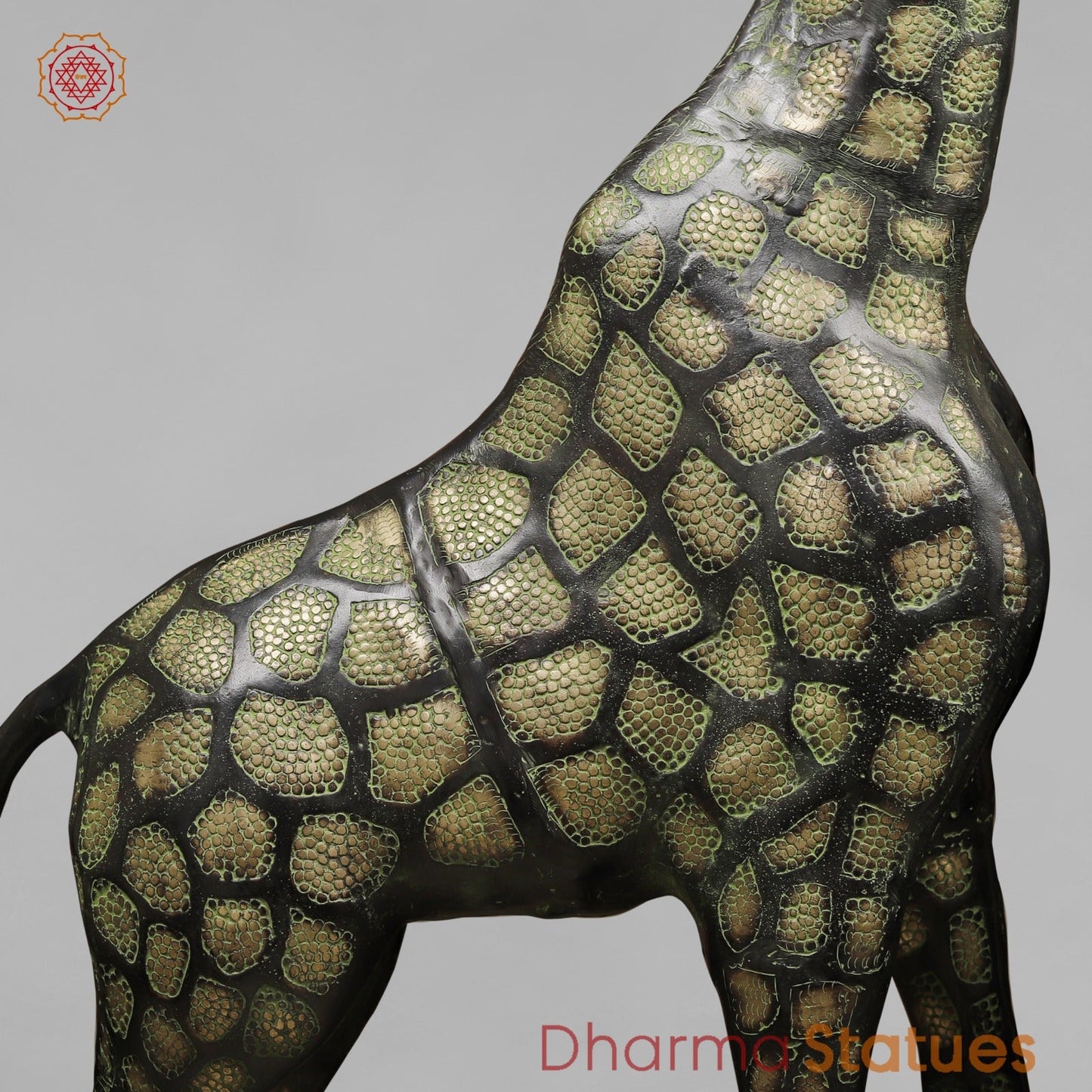 Brass Giraffe Standing Large, Black Green Finish 52” (Garden Friendly)