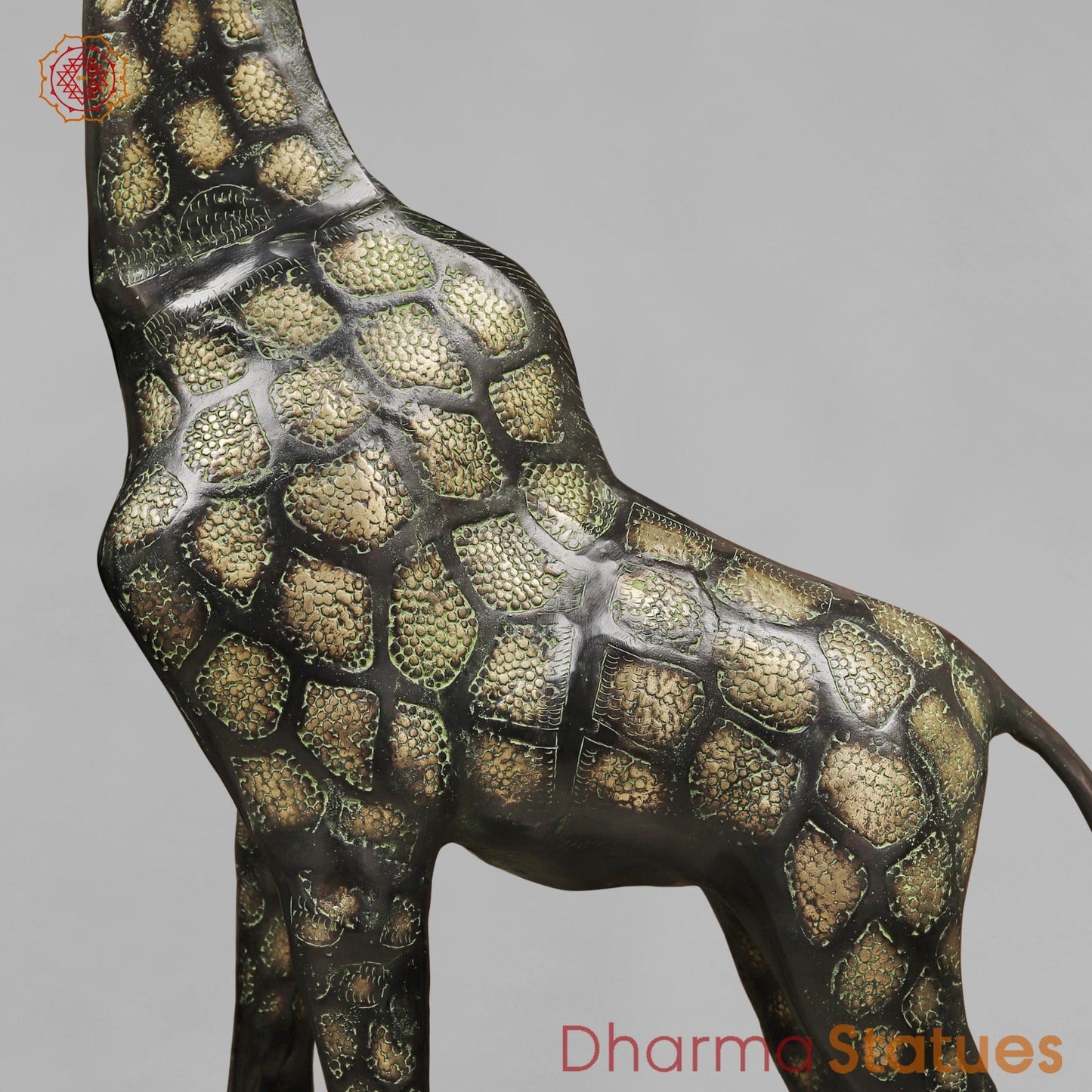 Brass Giraffe Standing Large, Black Green Finish 52” (Garden Friendly)