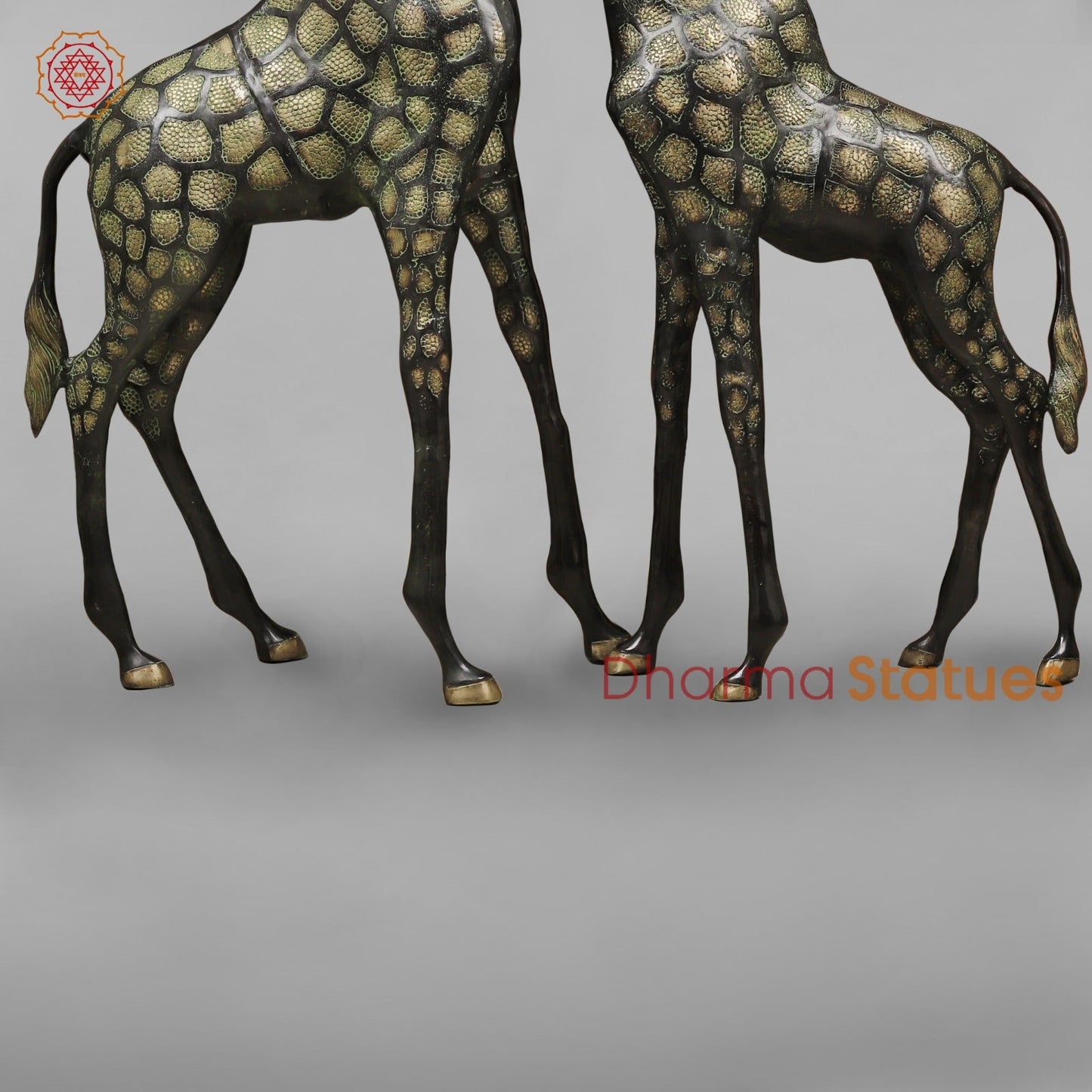 Brass Giraffe Standing Large, Black Green Finish 52” (Garden Friendly)