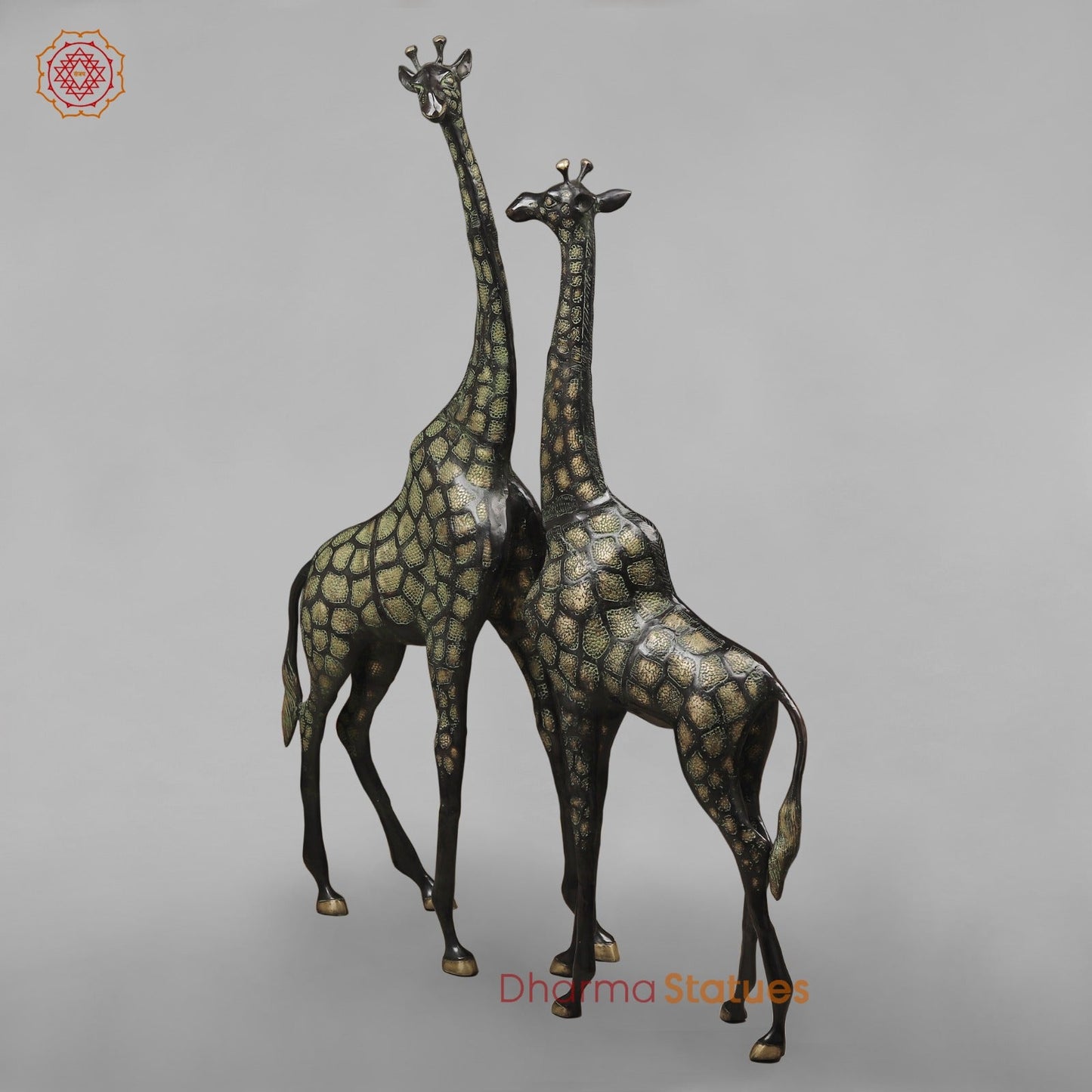 Brass Giraffe Standing Large, Black Green Finish 52” (Garden Friendly)