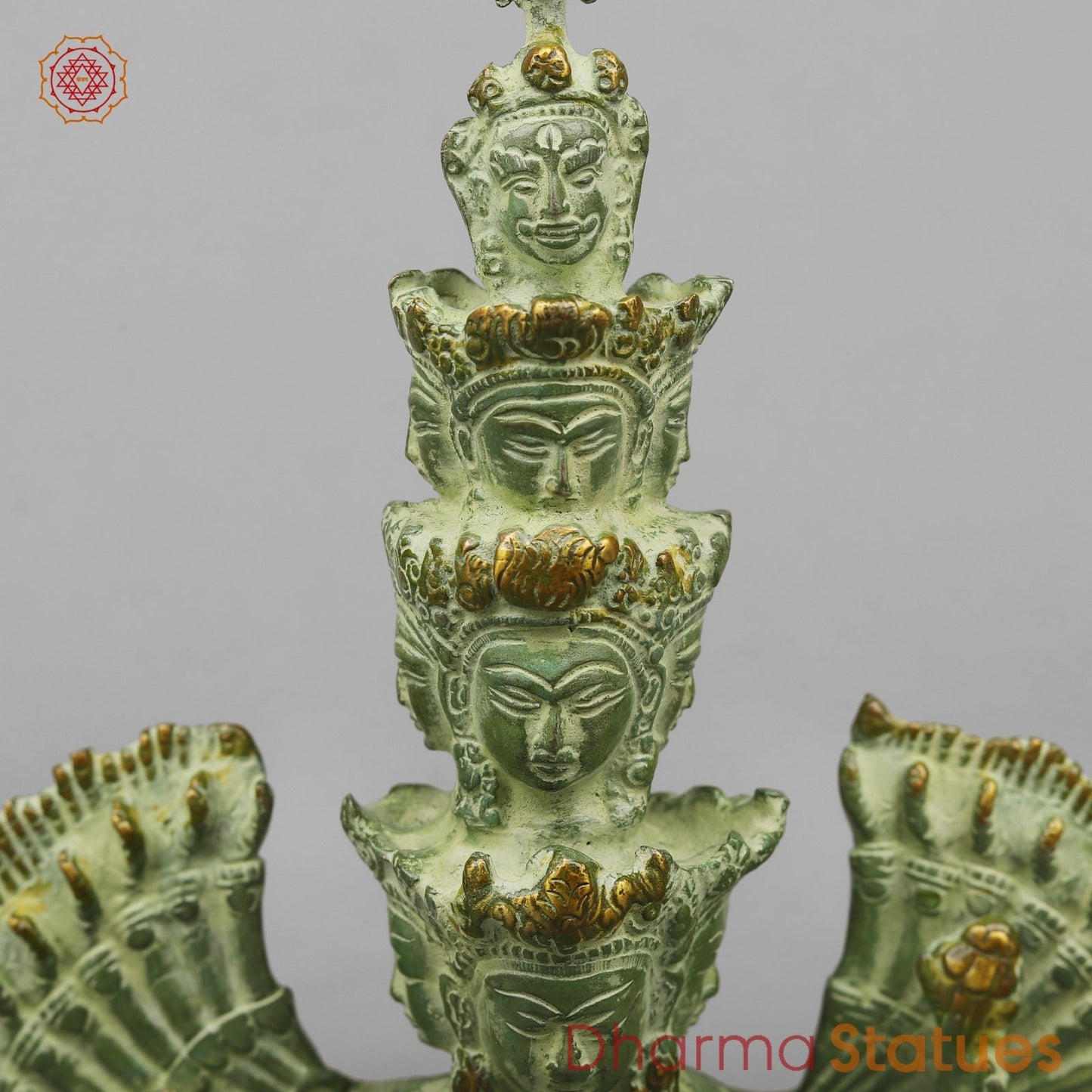 Brass Lokeshwar Seated Fine, Green Leaf Finish 12.5”
