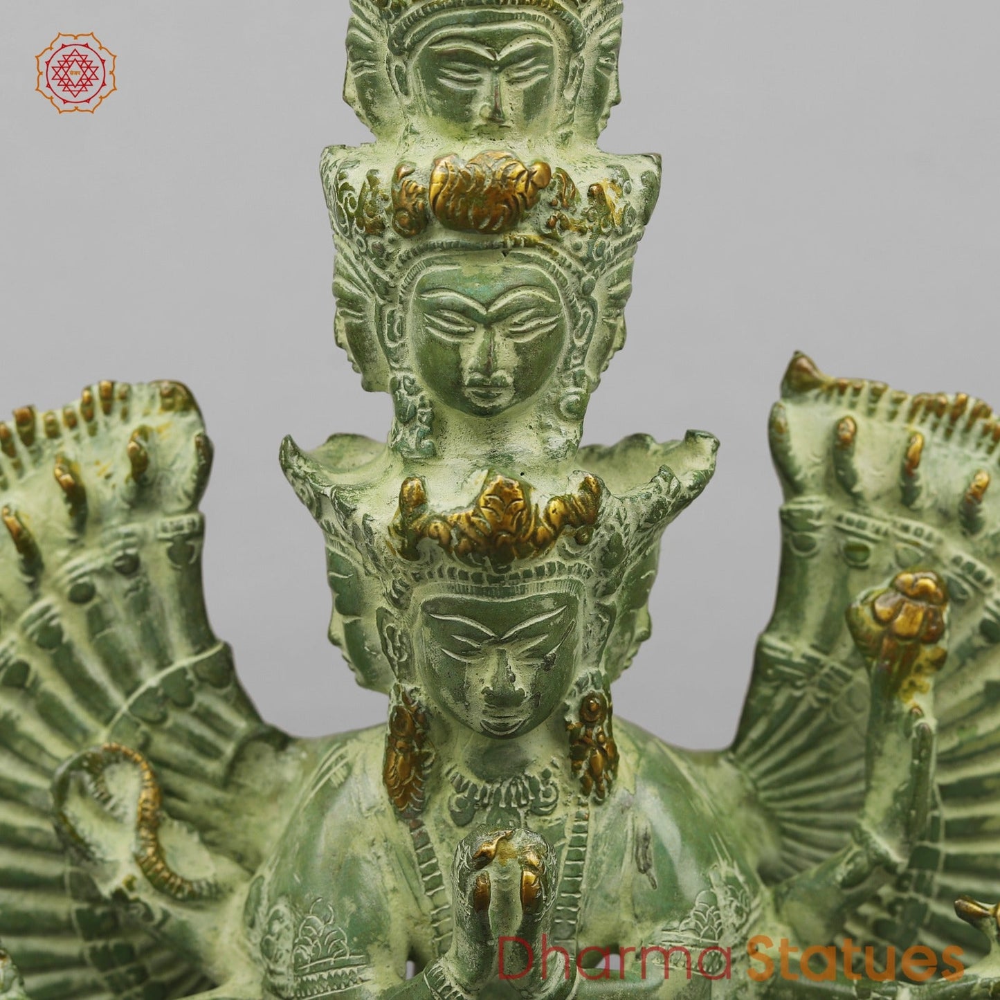 Brass Lokeshwar Seated Fine, Green Leaf Finish 12.5”