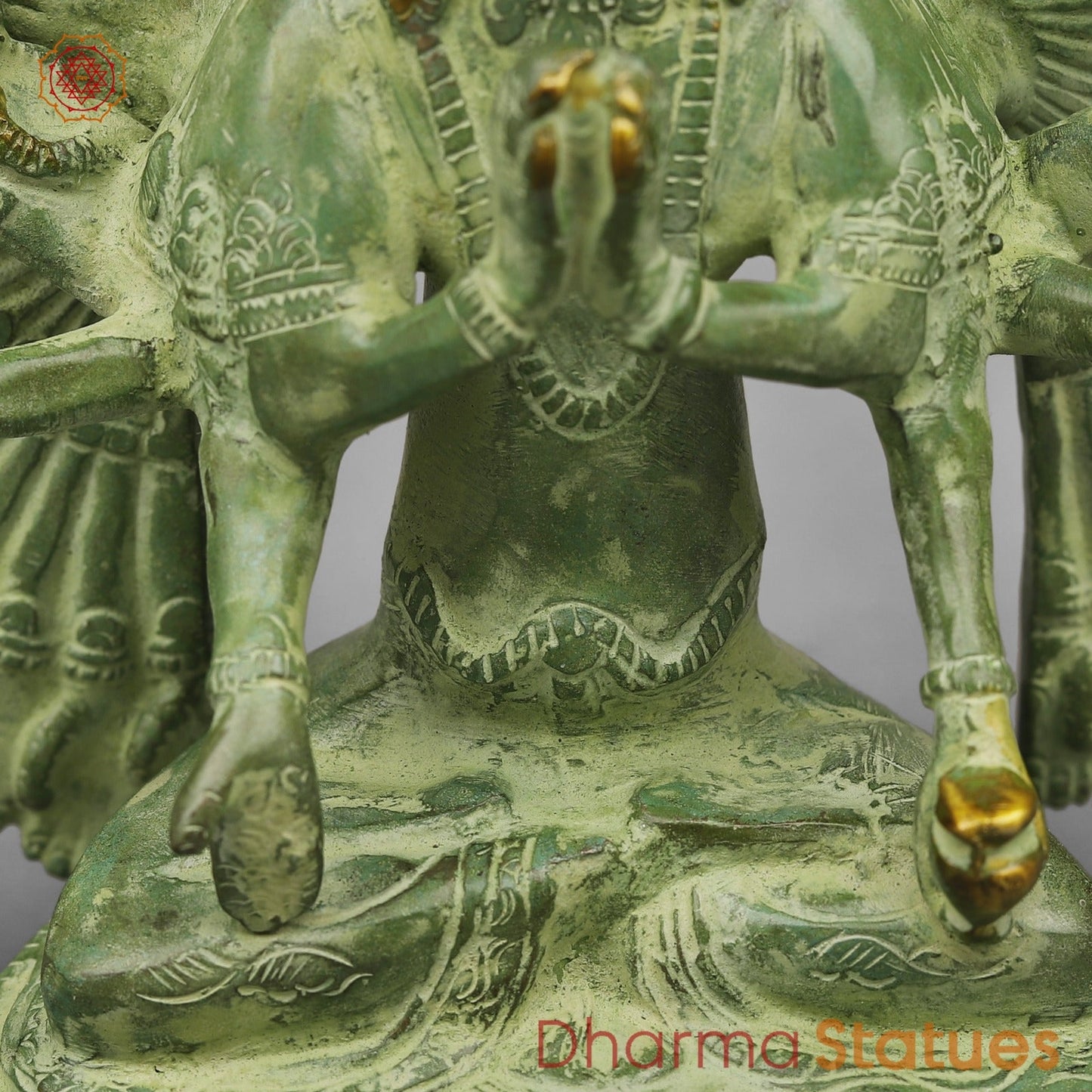 Brass Lokeshwar Seated Fine, Green Leaf Finish 12.5”