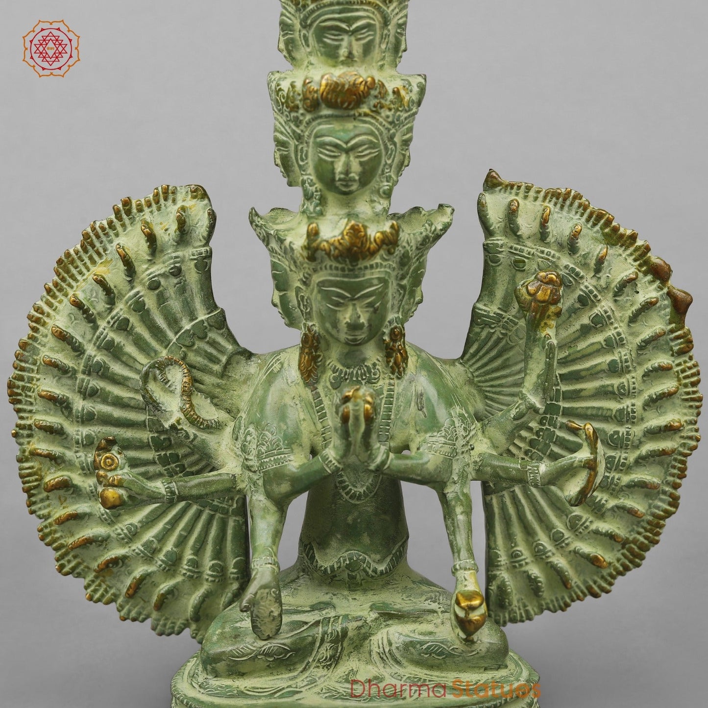 Brass Lokeshwar Seated Fine, Green Leaf Finish 12.5”