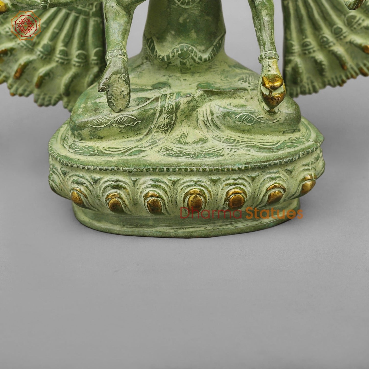 Brass Lokeshwar Seated Fine, Green Leaf Finish 12.5”