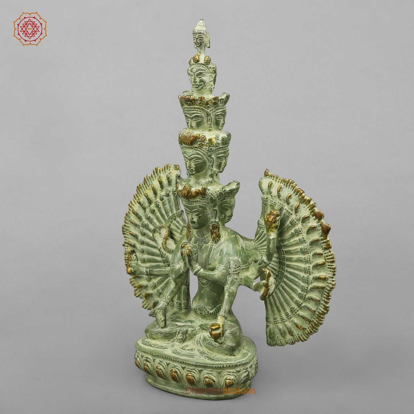 Brass Lokeshwar Seated Fine, Green Leaf Finish 12.5”