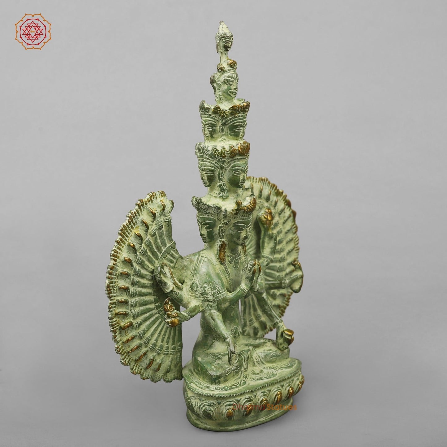 Brass Lokeshwar Seated Fine, Green Leaf Finish 12.5”